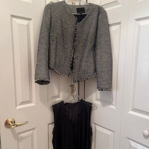 Banana Republic Blue & White Blazer (10) with a Blue Silky Sleveless Blouse (L)